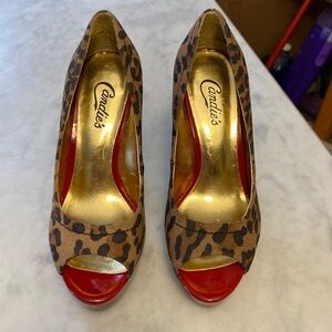 Candies - Cheetah Red Heel Size 7
